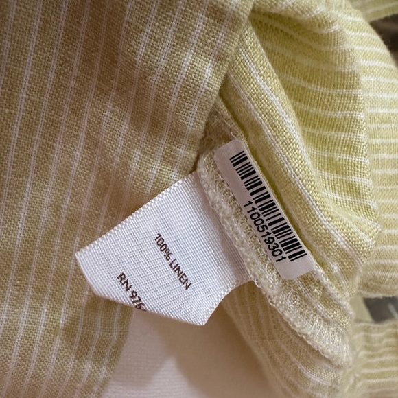 J Jill Women’s 100% Linen Butter Yellow Striped Shirt size Large - Picture 6 of 6